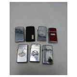 7 Slim Line Zippo Lighters
