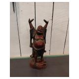 Carved Wooden Laughing Buddha