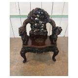 Carved Asian Chair With Floral Details