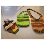Three Handmade hemp and� Fabric Bags