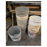Stack of 9 Plastic Utility Buckets