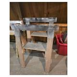 Wood and Metal Sawhorses with Shelves