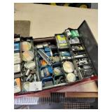 Red Metal Toolbox with Hardware Assortment