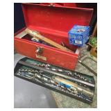 Red Toolbox with Drill Bit Sets