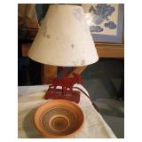 Terracotta Bowl and Rustic Moose Lamp