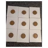 Nine Wheat Pennies