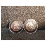 1957 and 1958 Franklin Half Dollars