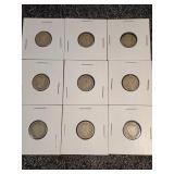 9 Barber Dimes (1912-1916)
