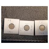 Three-Coin U.S. 3-Cent Nickel Set