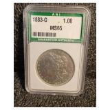 1883-O Morgan Silver Dollar MS65