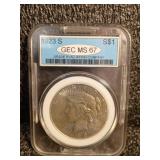 1923-S Peace Dollar MS 67