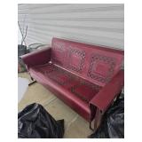 Red Metal Outdoor Glider Bench