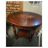 Round Wooden Side Table With Drawer