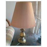 Brass Table Lamp with Pleated Shade