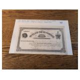 1883 Rutland Trust Company Stock Certificate