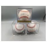 Three Signed Baseballs, No COA