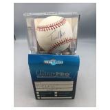 Travis Hafner Signed Baseball in Case