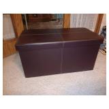 Brown Faux Leather Storage Bench