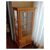 Wooden Display Cabinet With Glass Shelves