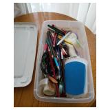 Plastic Bin With Assorted Art Supplies