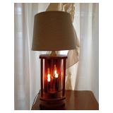 Wood and Glass Table Lamp, 27"