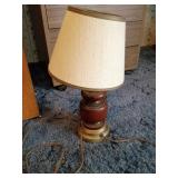 Small Wooden and Brass Table Lamp
