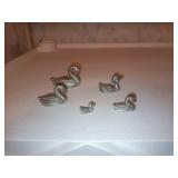 Five Pewter Swan Figurines