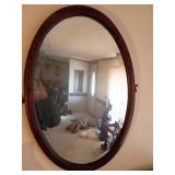 Oval Mirror with Wooden Frame