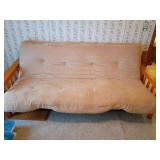 Wooden Arm Futon With Cushion