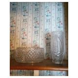 Cut Glass Bowl and Vase Set