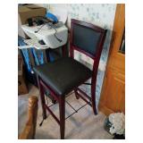 Wood and Faux Leather Bar Stool