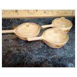 Three CorningWare Sauce Pans