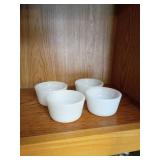 Four Glasbake Milk Glass Bowls