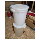 Two White Plastic Buckets