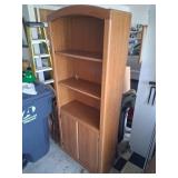 Tall Oak Veneer Bookshelf With Cabinet