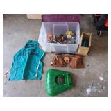 Plastic Tote with Tools and Hardware