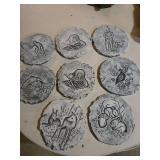 Eight Etched Plaster Plaques
