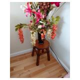 Wooden Stool with Tortoiseshell Vase