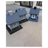 Three House-Shaped Bird Feeders