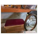 Wooden Chest and Oval Mirror Set