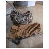 Camouflage Duffel Bag and Brown Bag