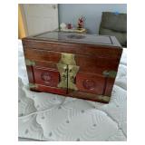 Asian-Inspired Wooden Box with Brass Accents