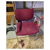 Steel-Framed Chair With Red Upholstery