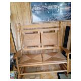 Wood and Wicker Loveseat Rocking Chair