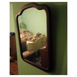 Wood-Framed Mirror and Vase
