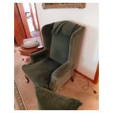 Green Upholstered Wingback Chair