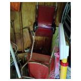 Red Metal and Plastic Wheelbarrow