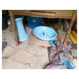 Blue Ceramic-Like Pedestal Basin Set