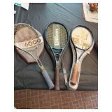 Three Vintage Tennis Racquets