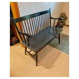 Black Wooden Windsor-Style Bench